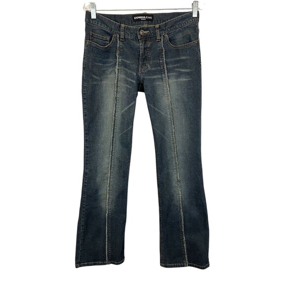 EXPRESS Vintage Y2K Lowrise Boot Flared Seamed Jeans  7/8  Festival Coachella - Picture 1 of 7